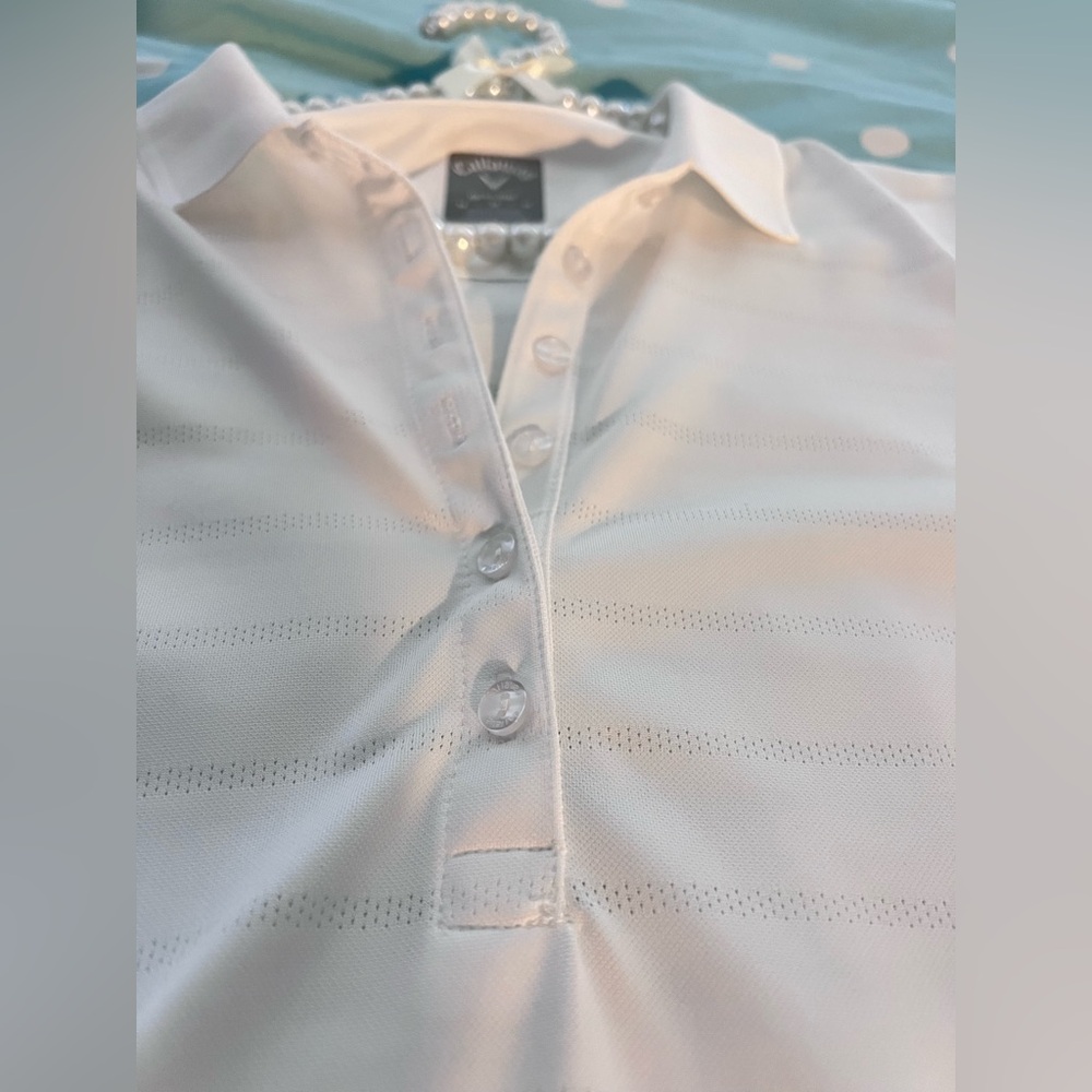 CALLAWAY Opti Dri Women's MEDIUM White Golf Polo Shirt SUPER CUTE!